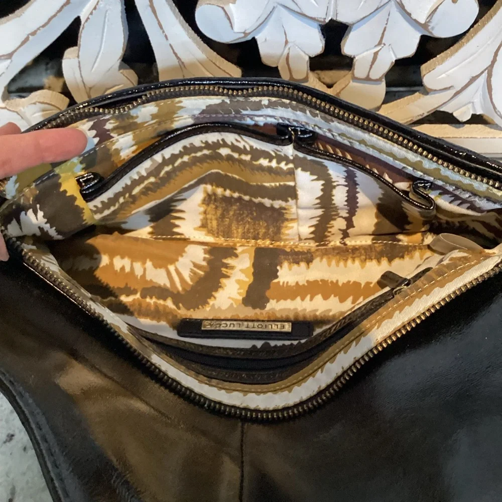 Elliot Lucca Black Leather Weave Bag